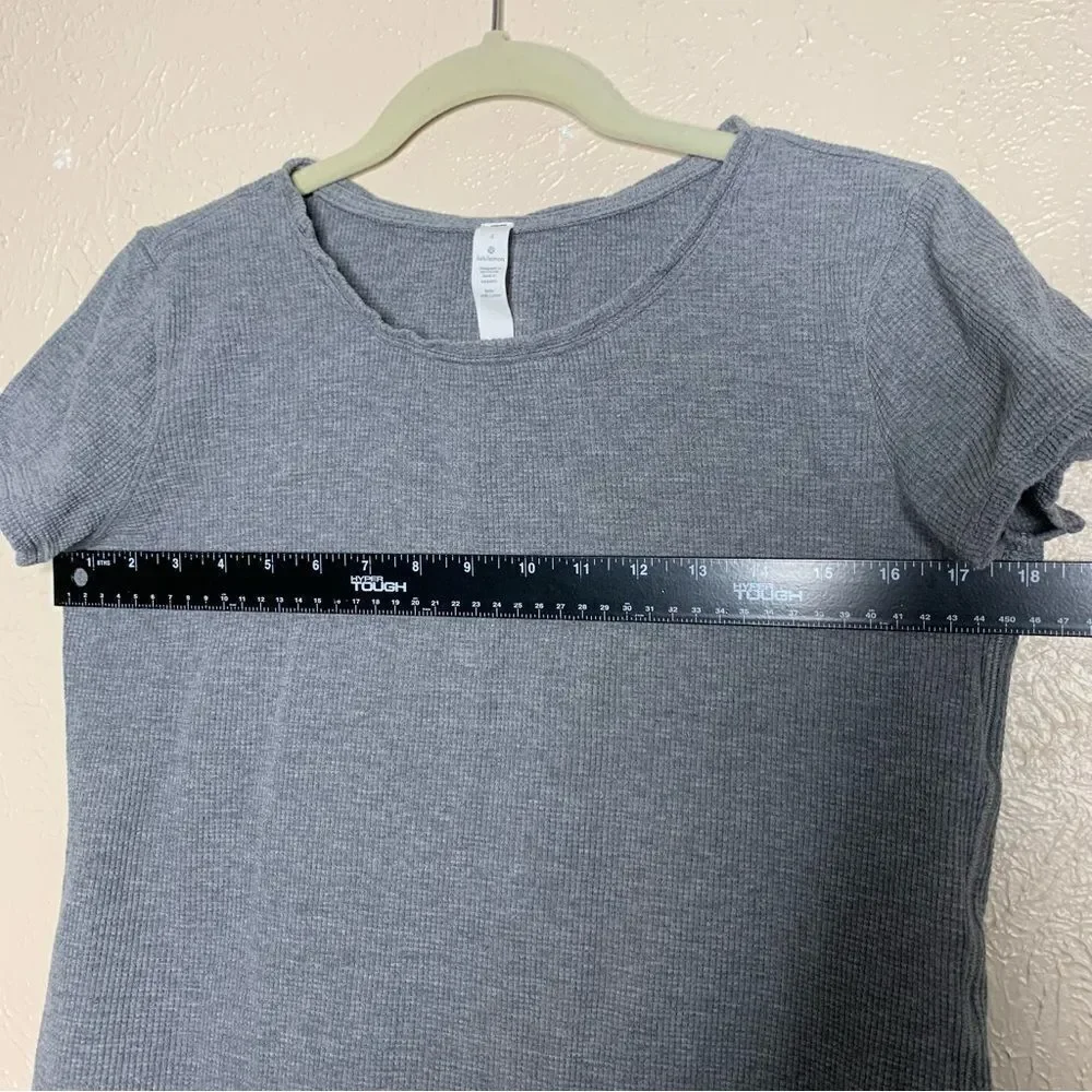 Lululemon Love Crew Short Sleeve‎ Cotton Waffle Knit Top gray